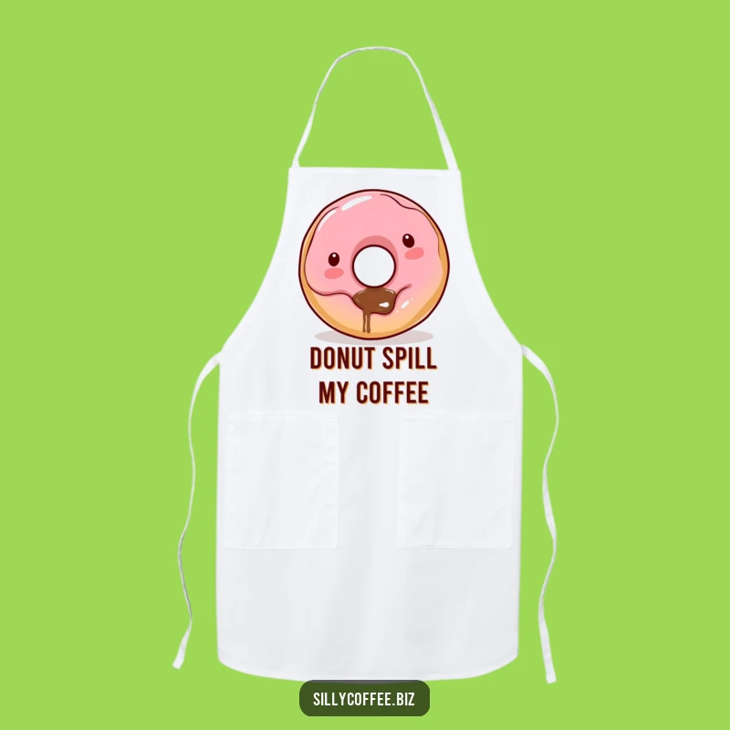 Funny Kawaii Donut Apron: Playful Coffee Dribbling Donut Chef Gear