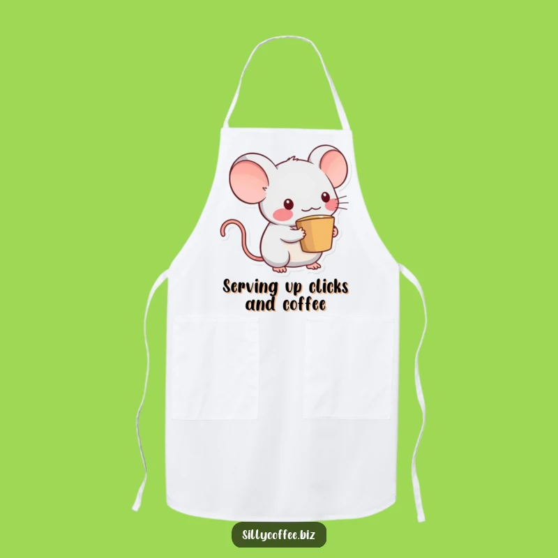 Funny Kawaii Mouse Apron: Cute Coffee Cup Tail Chef Mouse Kitchenware