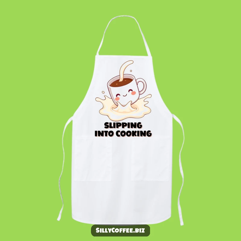 Sliding Mug Funny Apron: Kawaii Milk Splash Kitchen Wear, Fun Cooking Gift
