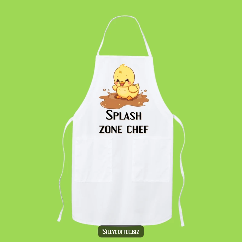 Funny Kawaii Duckling Apron - Coffee Spill Splash Kitchen Fun