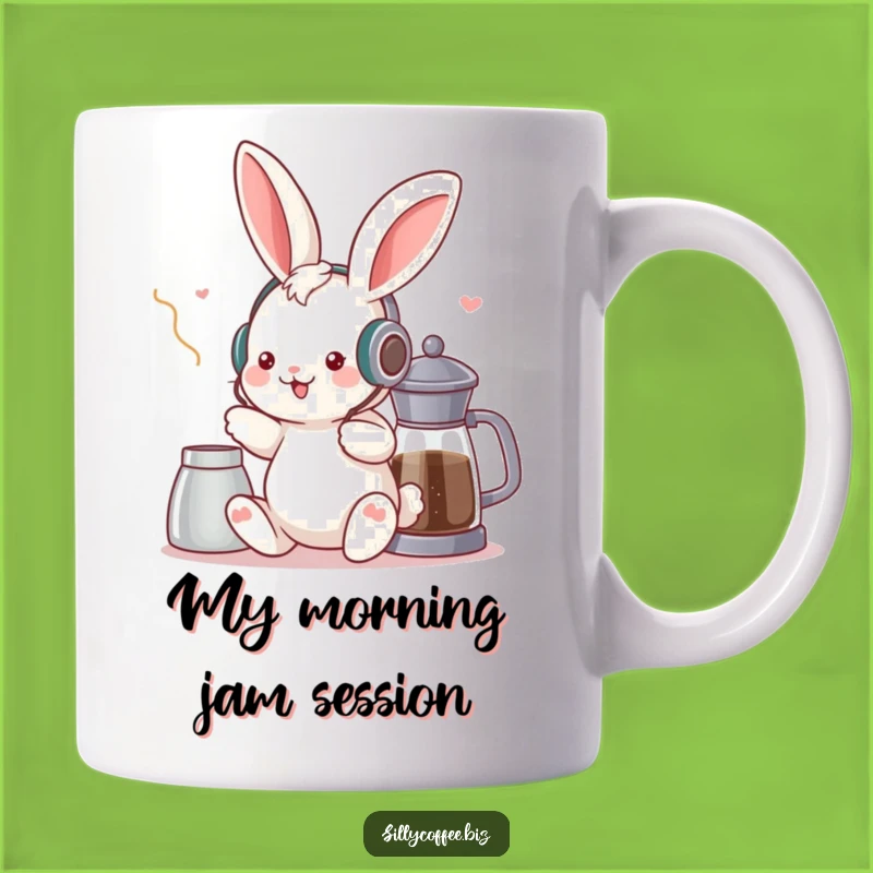 Funny Kawaii Bunny Headphones Coffee Mug - Groovy Music Lover Gift
