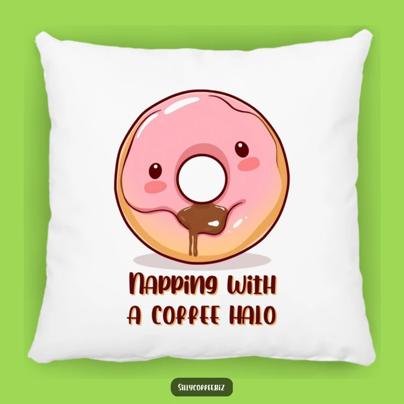Funny Kawaii Donut Pillow: Cozy Coffee Dribbling Donut Hole Cushion