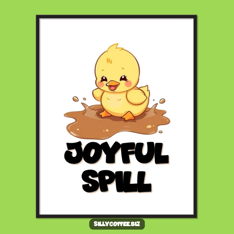 Funny Kawaii Duckling Digital Art - Coffee Spill Splash Download
