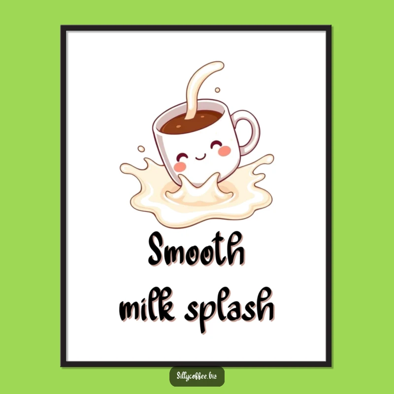 Sliding Mug Digital Art: Funny Kawaii Milk Splash Print, Instant Whimsical Gift