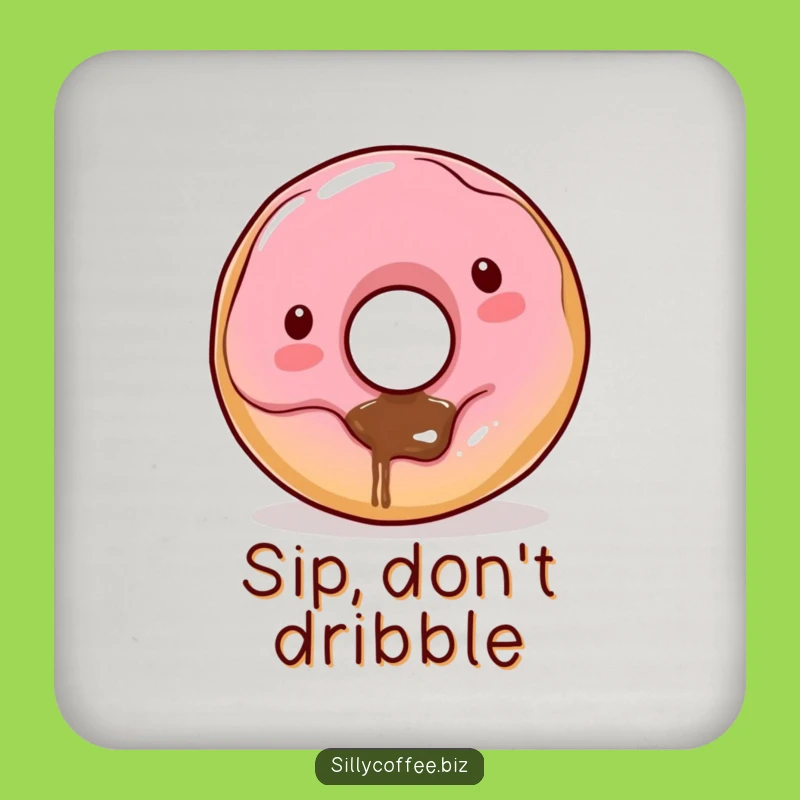 Funny Kawaii Donut Drink Coaster: Playful Coffee Dribbling Donut Protector