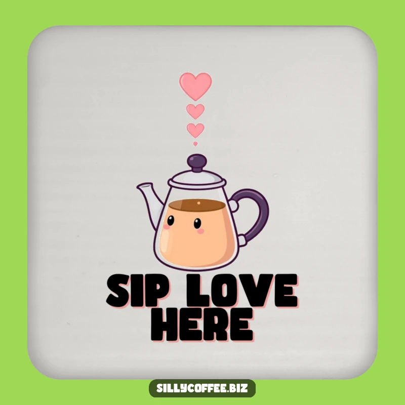 Love Pot Funny Coasters: Kawaii Heart Steam Set, Sweet Drink Gift