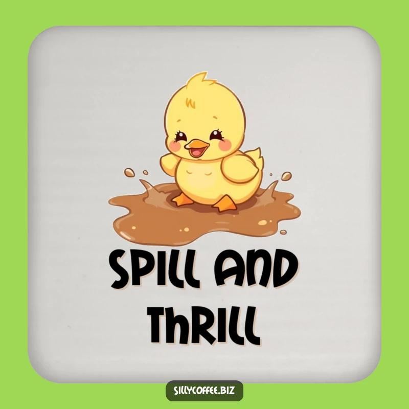 Funny Kawaii Duckling Coaster - Coffee Spill Splash Decor