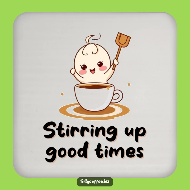 Funny Kawaii Coffee Stirrer Coaster Set - Protect Surfaces with Hilarious Coffee Art