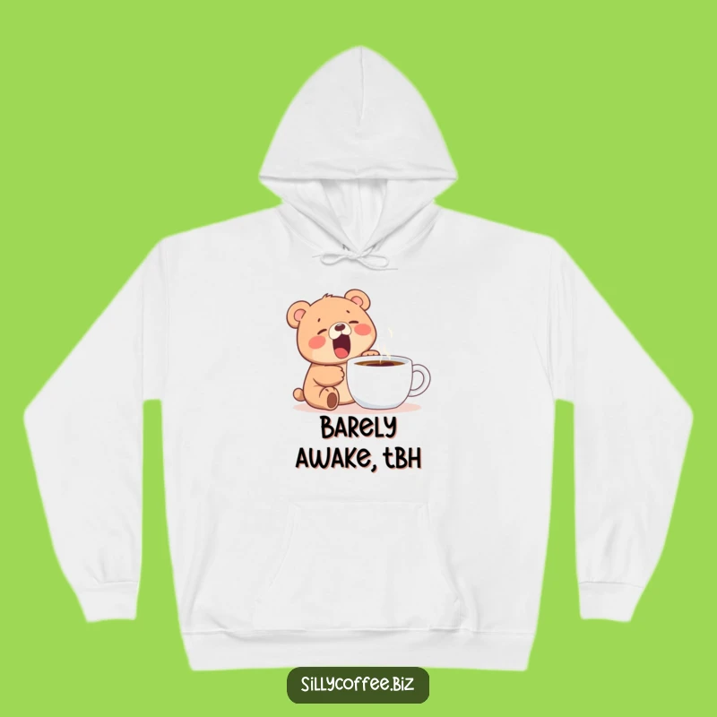 Funny Bear Cub Hoodie: Kawaii Yawn Coffee Lover, Cozy Gift