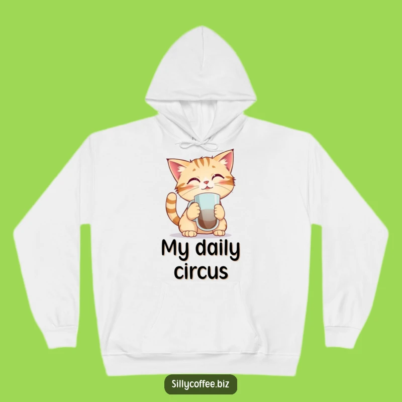 Funny Kawaii Cat Hoodie - Cozy Balancing Act Coffee Lover