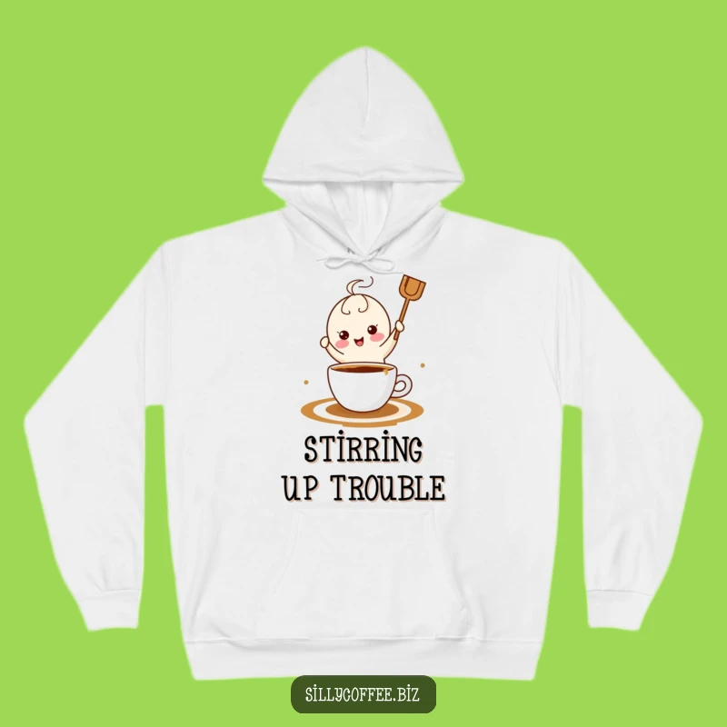 Cozy Funny Kawaii Coffee Stirrer Hoodie - Warm and Hilarious Gift for Coffee Addicts