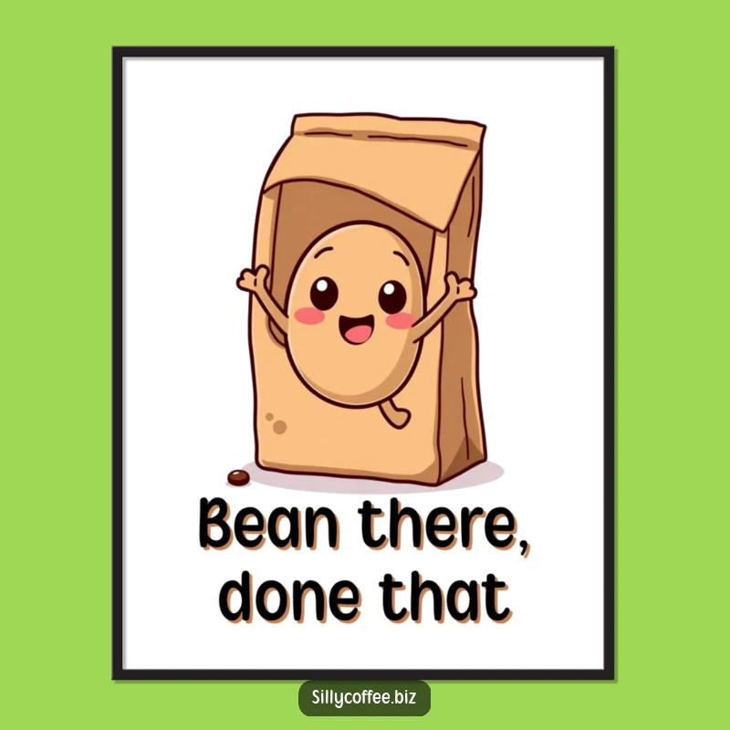 Funny Free Printable Wall Art: Kawaii Coffee Bean, Humorous Downloadable Decor for Cafés