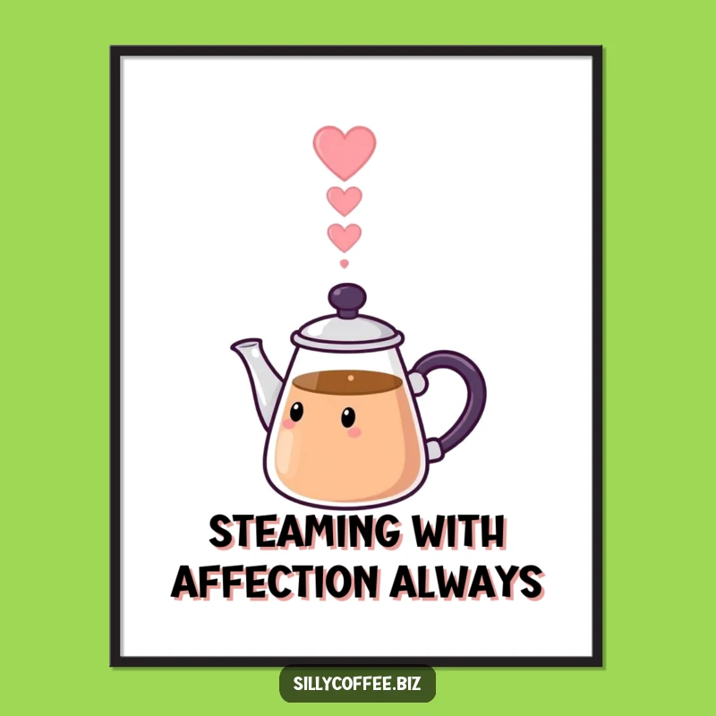 Funny Free Printable Wall Art: Kawaii Coffee Pot, Humorous Downloadable Decor for Cafés