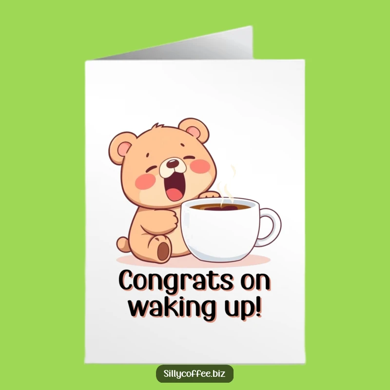 Free Printable Bear Coffee Congrats Card: Cute Downloadable Gift for Big Achievements