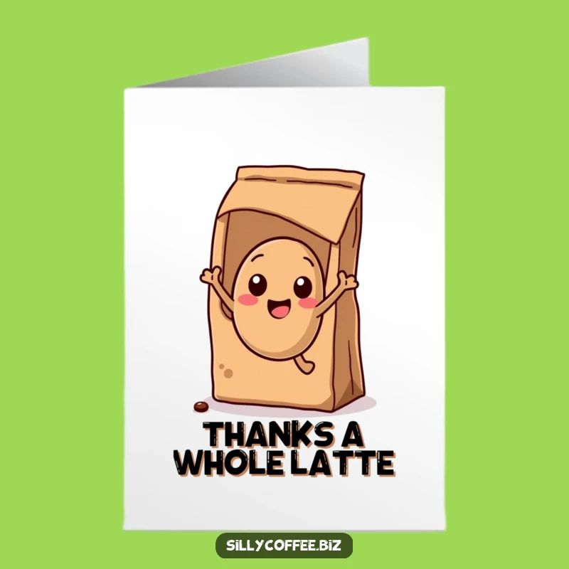 Kawaii Bean Thanks: Free Printable Card, Humorous Downloadable Gift for Coffee Lovers