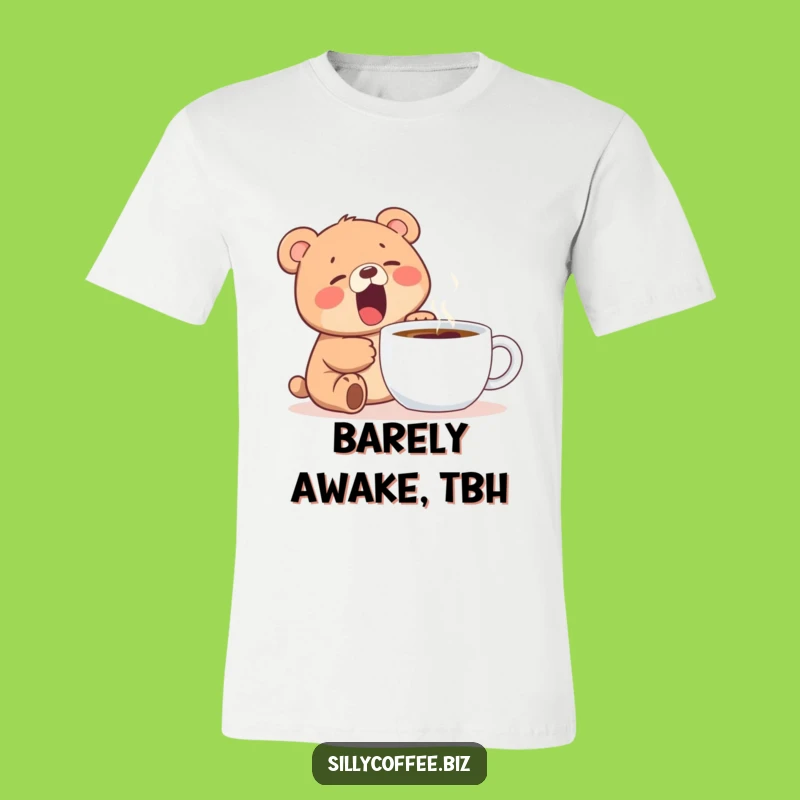 Funny Bear Cub T-Shirt: Kawaii Yawn Coffee Lover Graphic Tee Gift