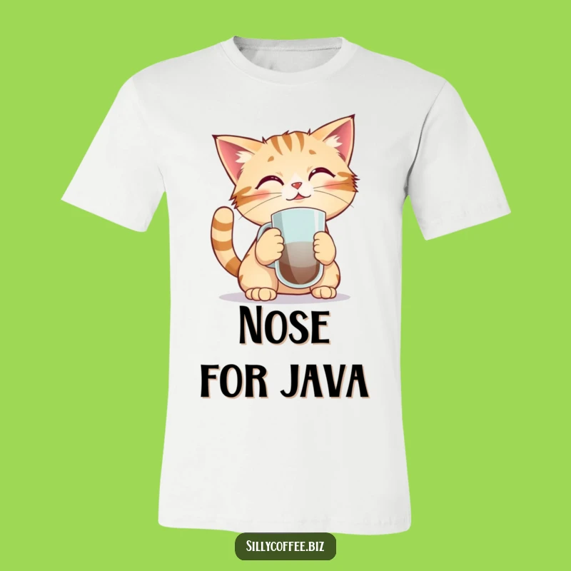 Funny Kawaii Cat T-Shirt - Balancing Coffee Mug Tee