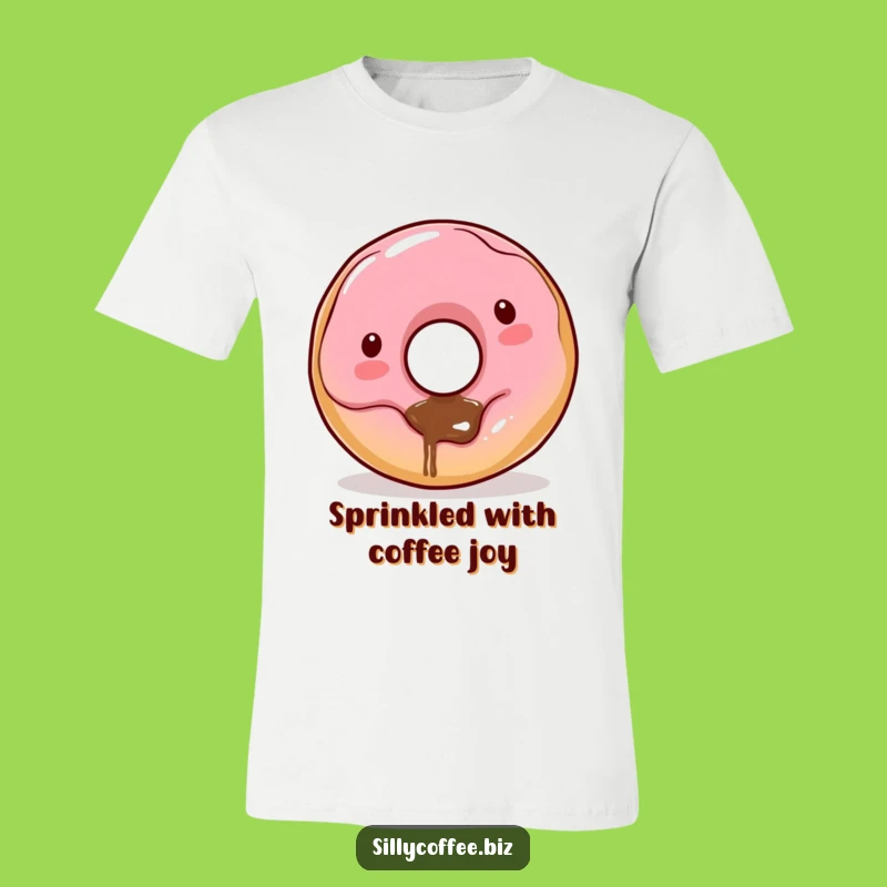 Funny Kawaii Donut T-Shirt: Playful Coffee Dribbling Donut Hole Tee