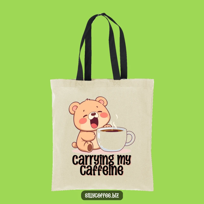 Funny Bear Cub Tote Bag: Kawaii Yawn Coffee Lover, Cute Carryall Gift