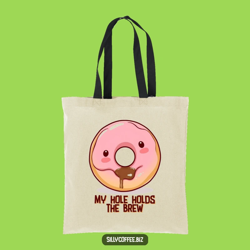 Funny Kawaii Donut Tote Bag: Playful Coffee Dribbling Donut Carry-All